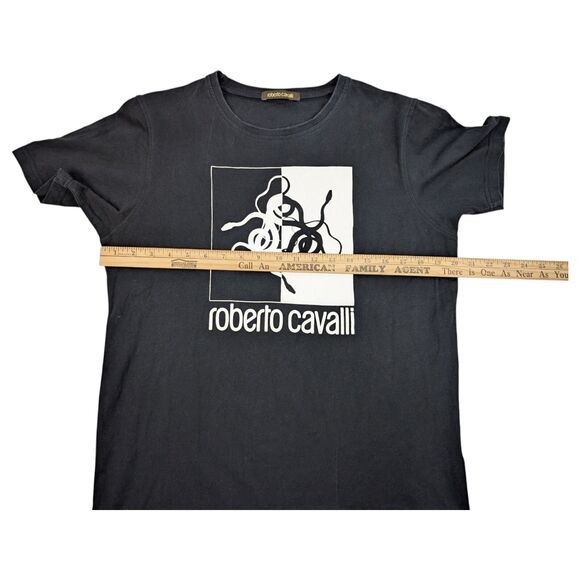 Roberto Cavalli Black White Snake Graphic T-Shirt Men's‎ Size XL Slim - Picture 7 of 8